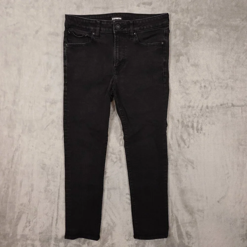 Express Jeans Slim Straight‎ Men's 31x30 Black Denim